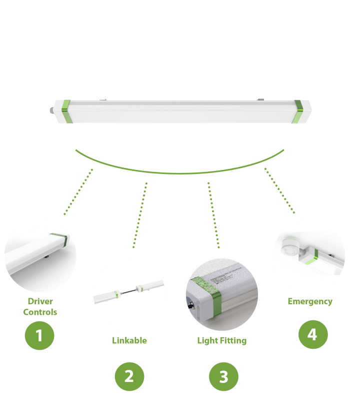 Nitsch 3 LED Batten Fittings Designed for Purpose Diagram