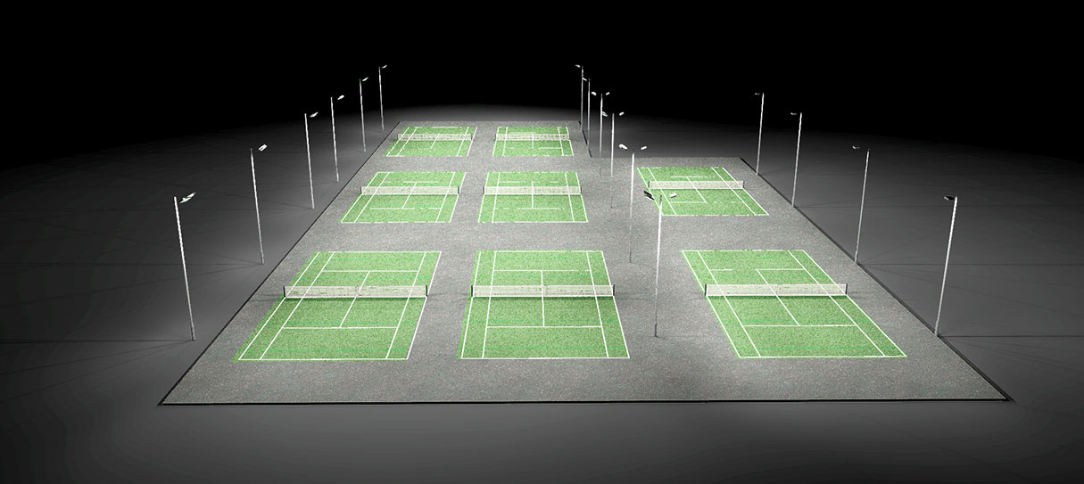 Green Coloured Tennis Hardcourts